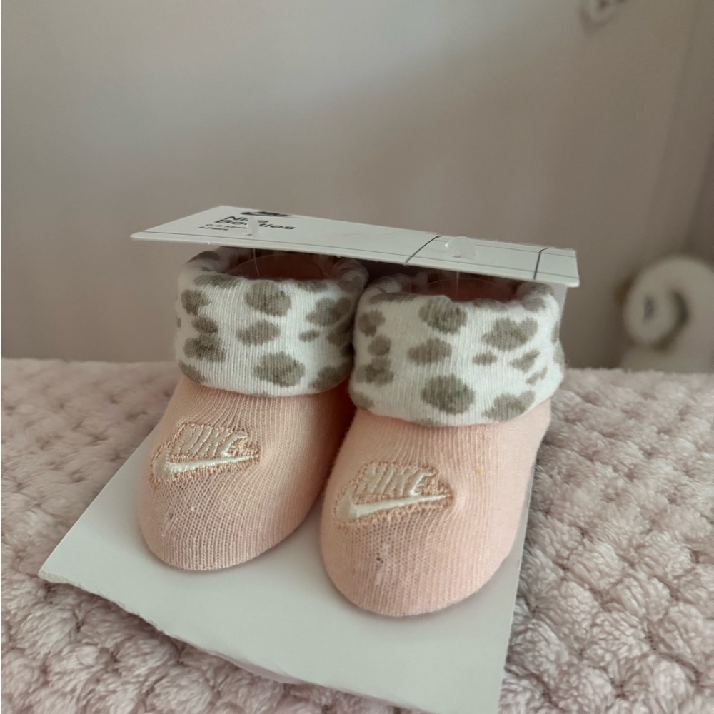 Nike Pink Baby Booties with Patterned Cuffs
